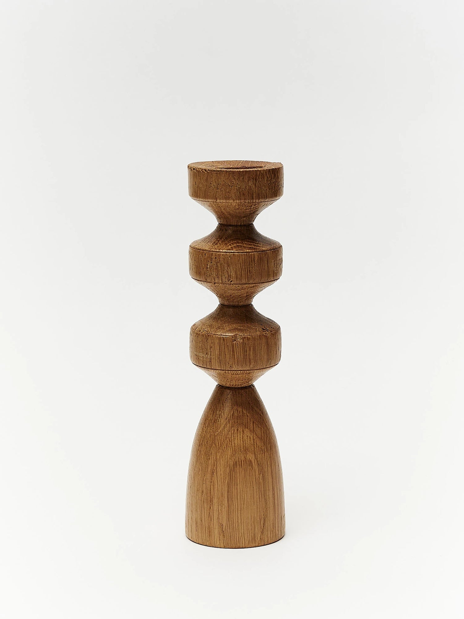 Oak wood candlestick