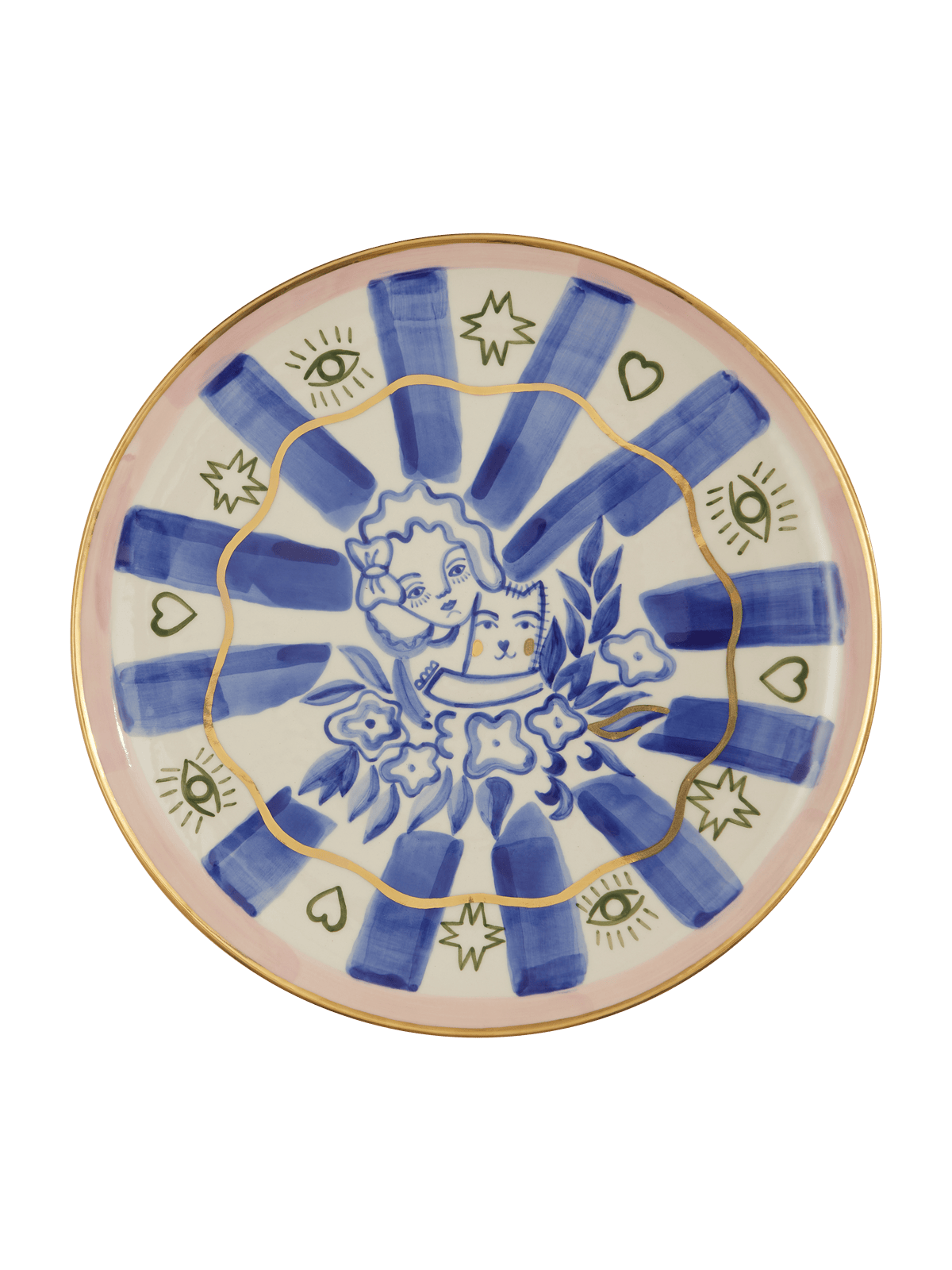 Girl with cat talíř