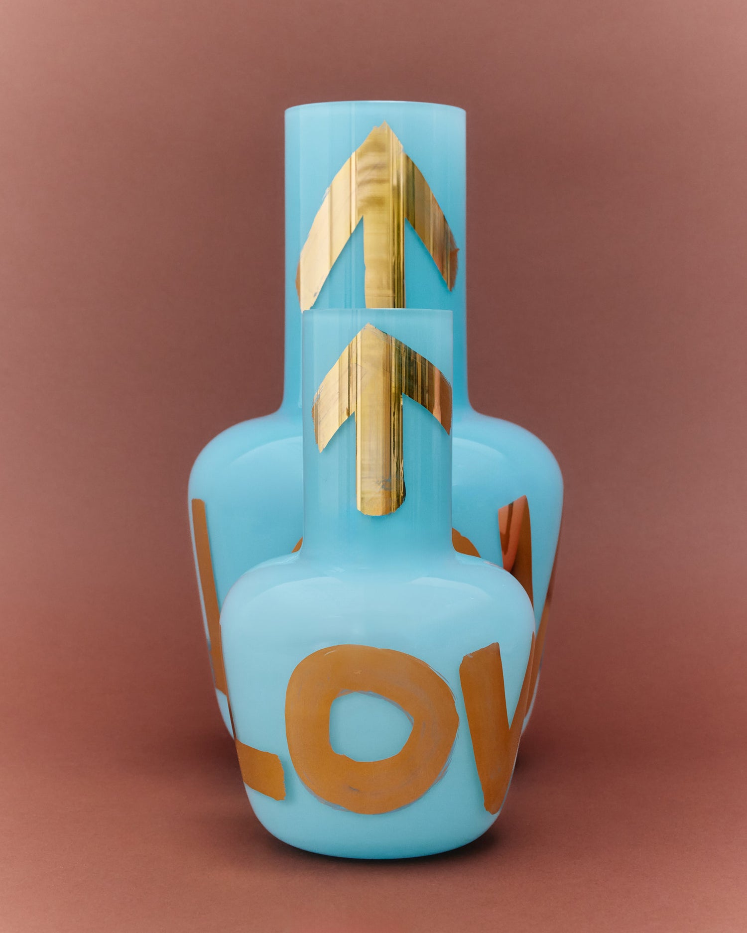 Turquoise mini vase with gold &