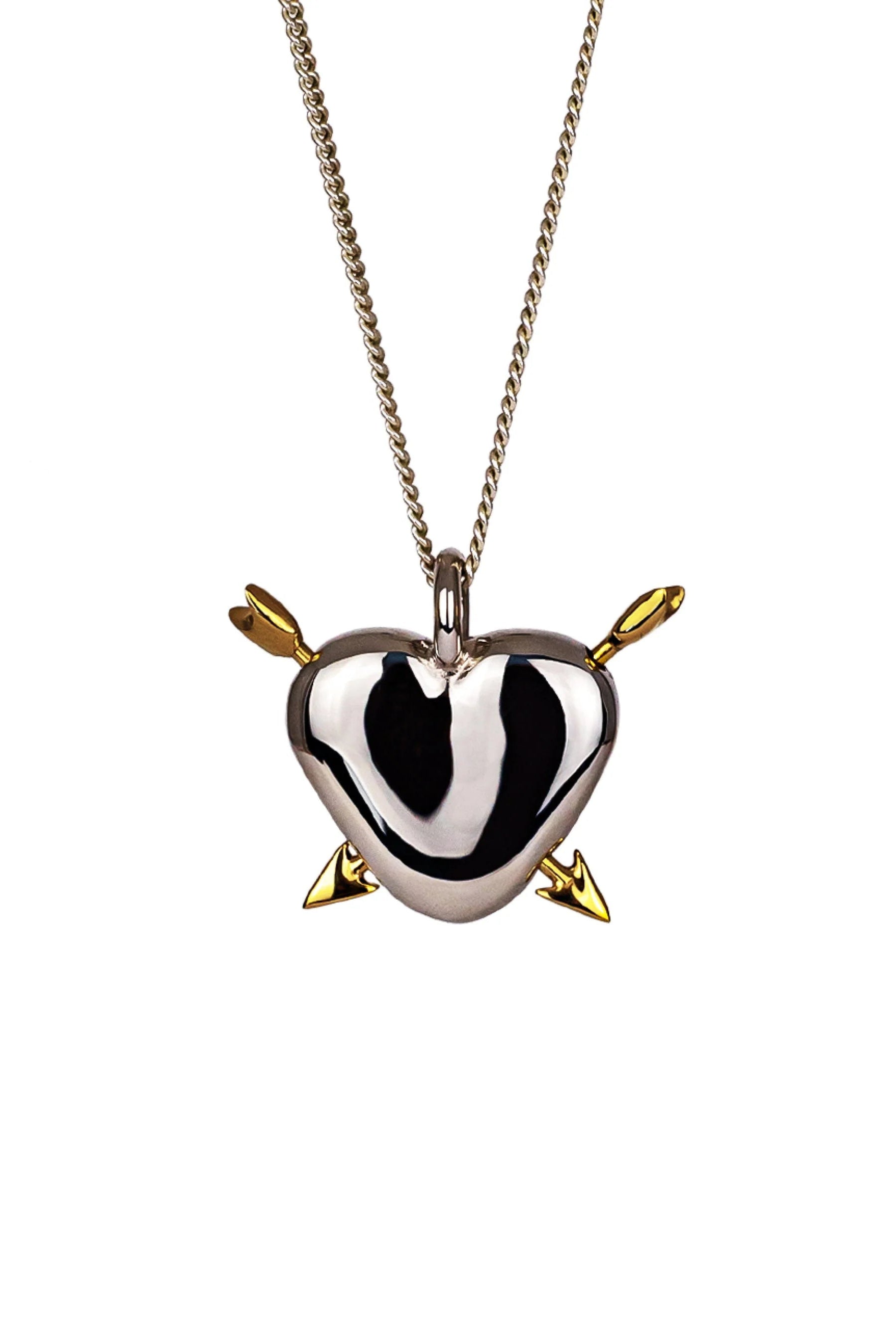 Heart-shaped Pendant with Arrows in Silver