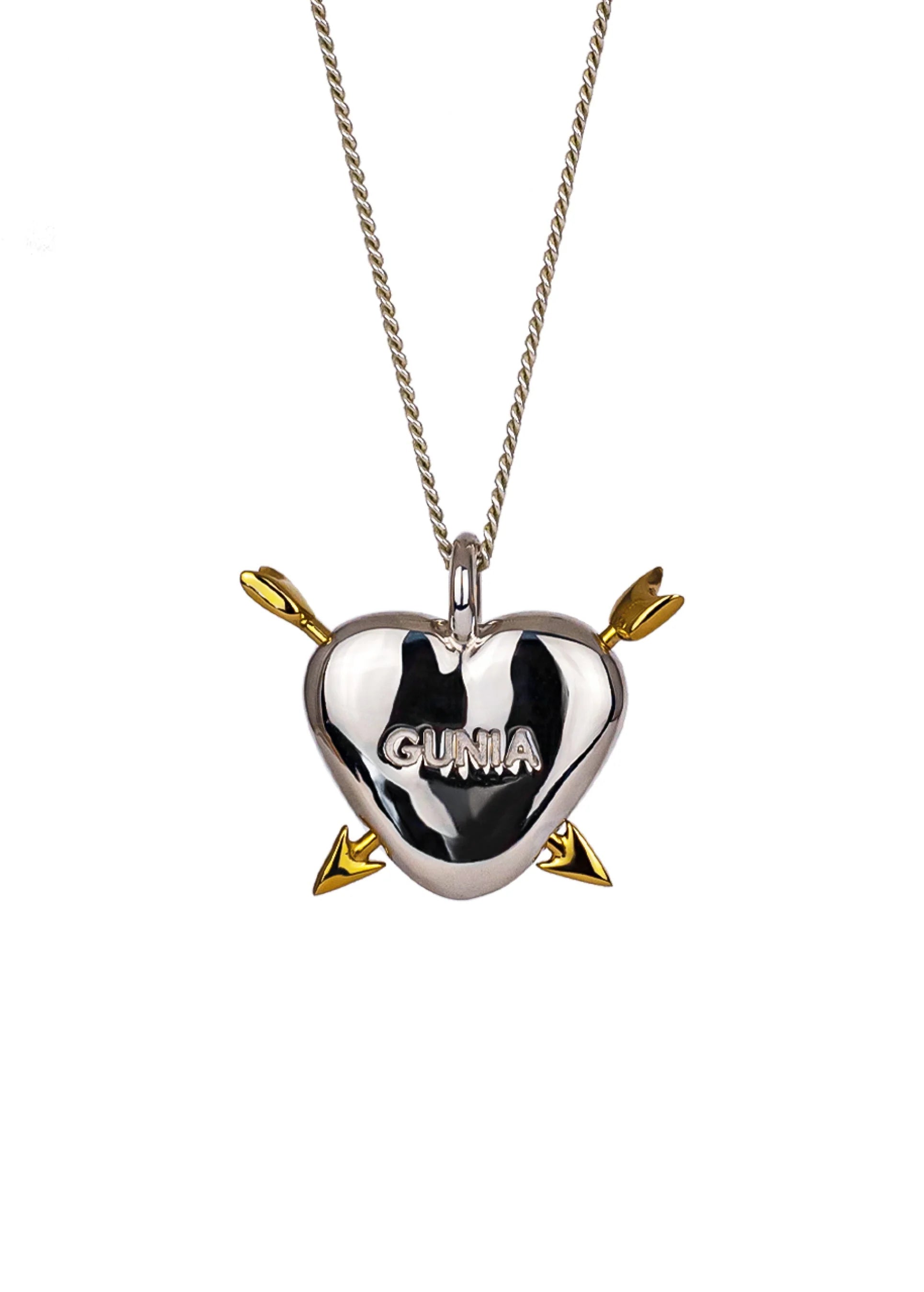 Heart-shaped Pendant with Arrows in Silver