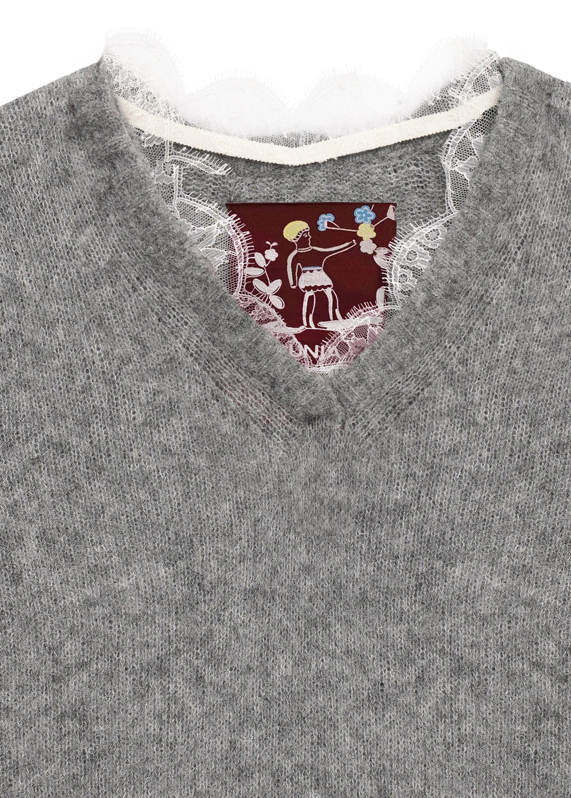 Lace-trimmed Vest - Grey