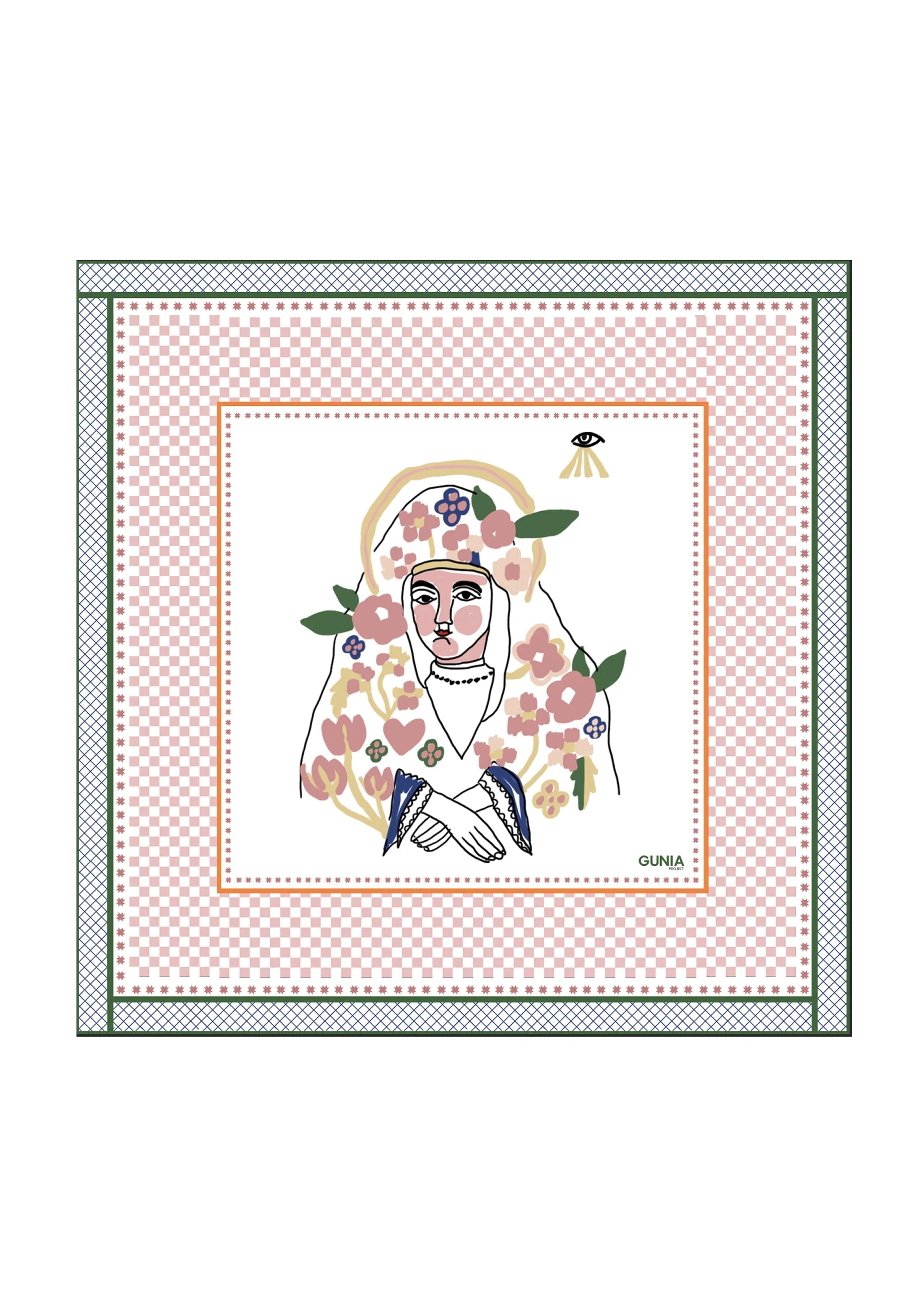 Silk headscarf with Mary, Mother of Jesus
