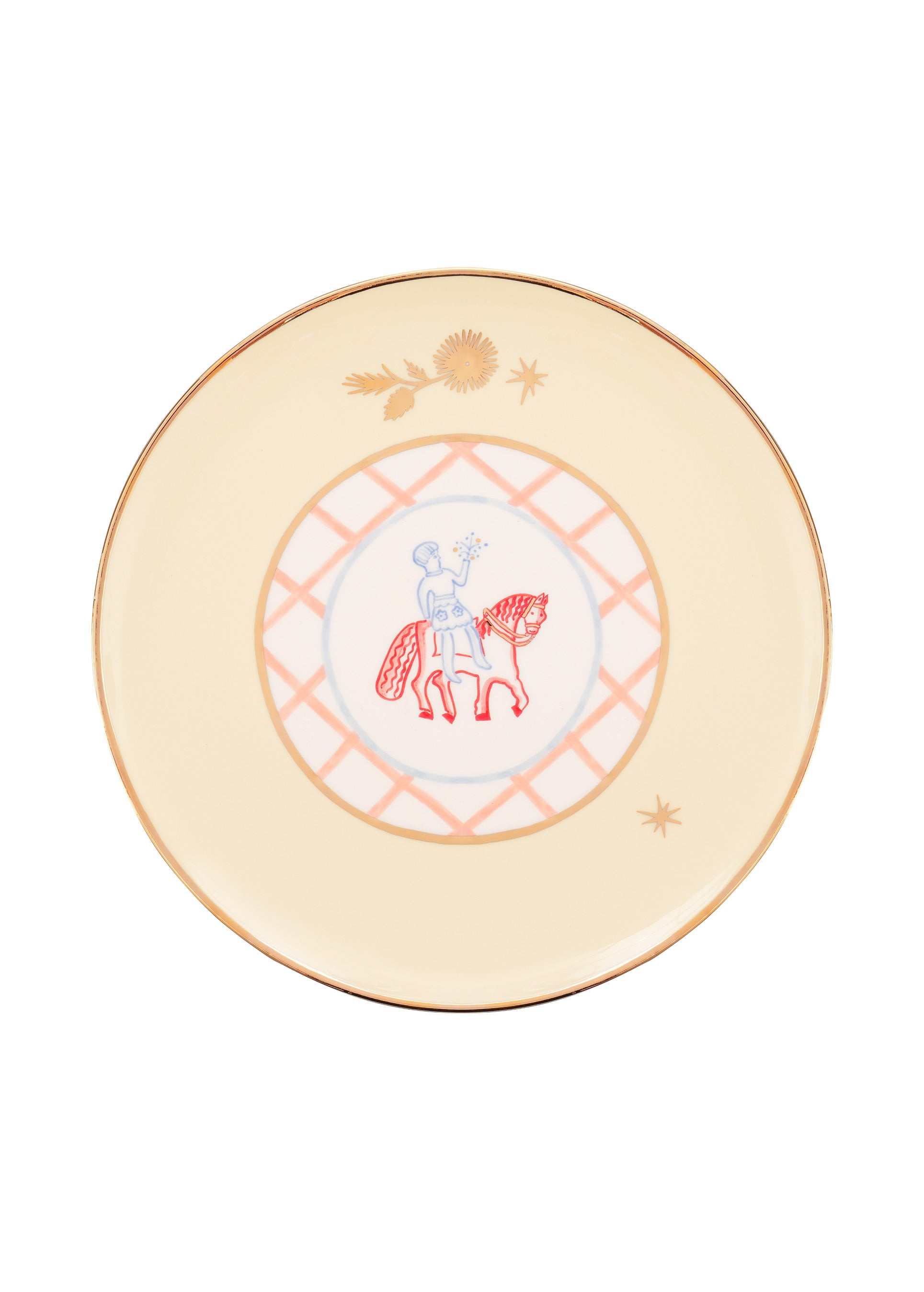 Horseman plate with flowers