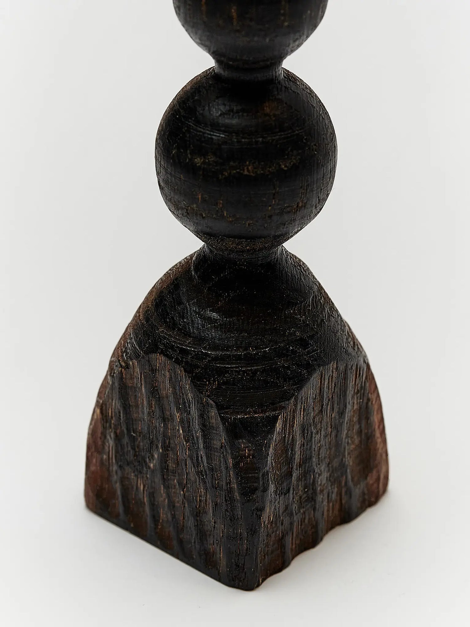 Black stained wood candlestick 