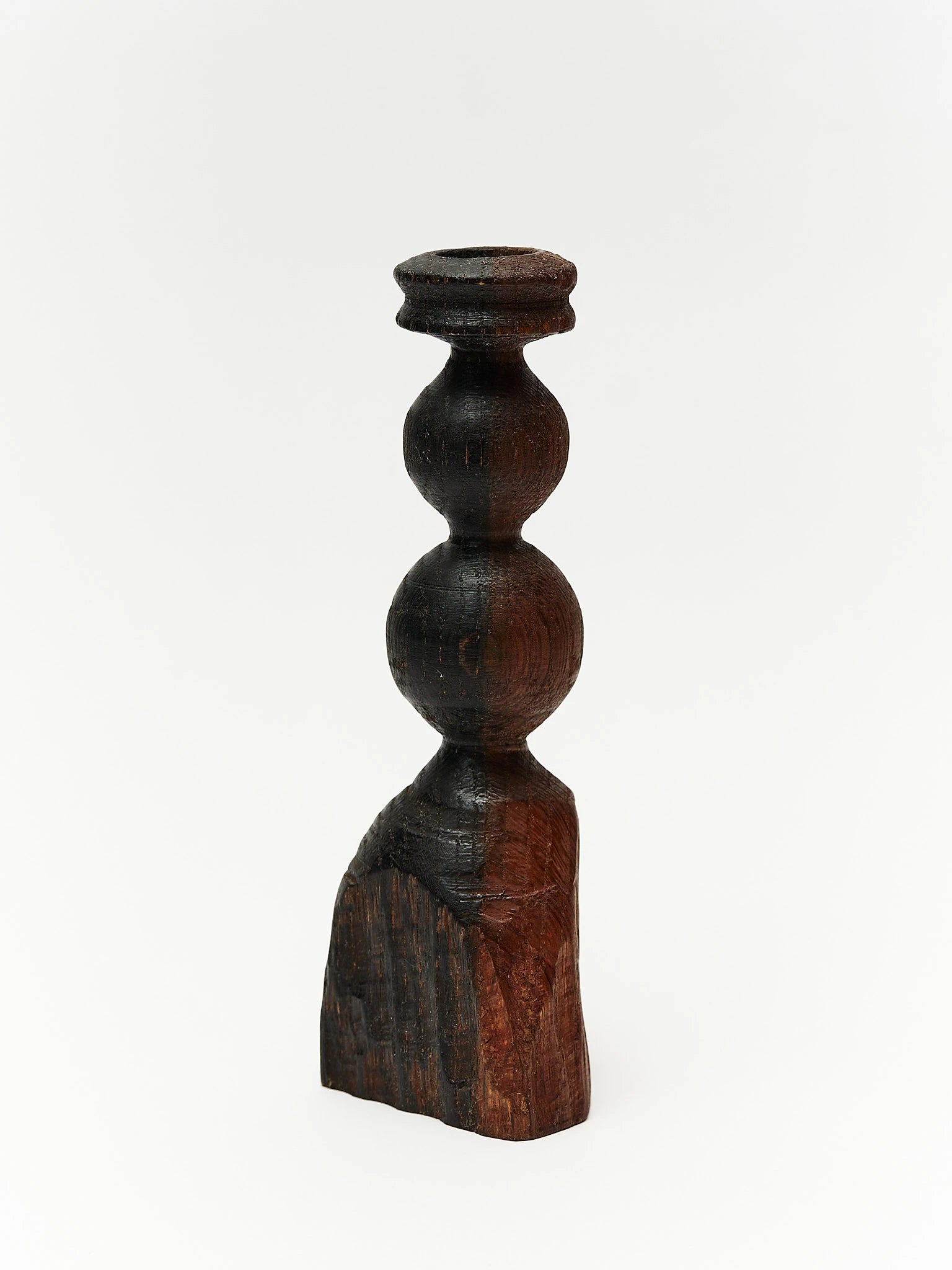 Black stained wood candlestick 