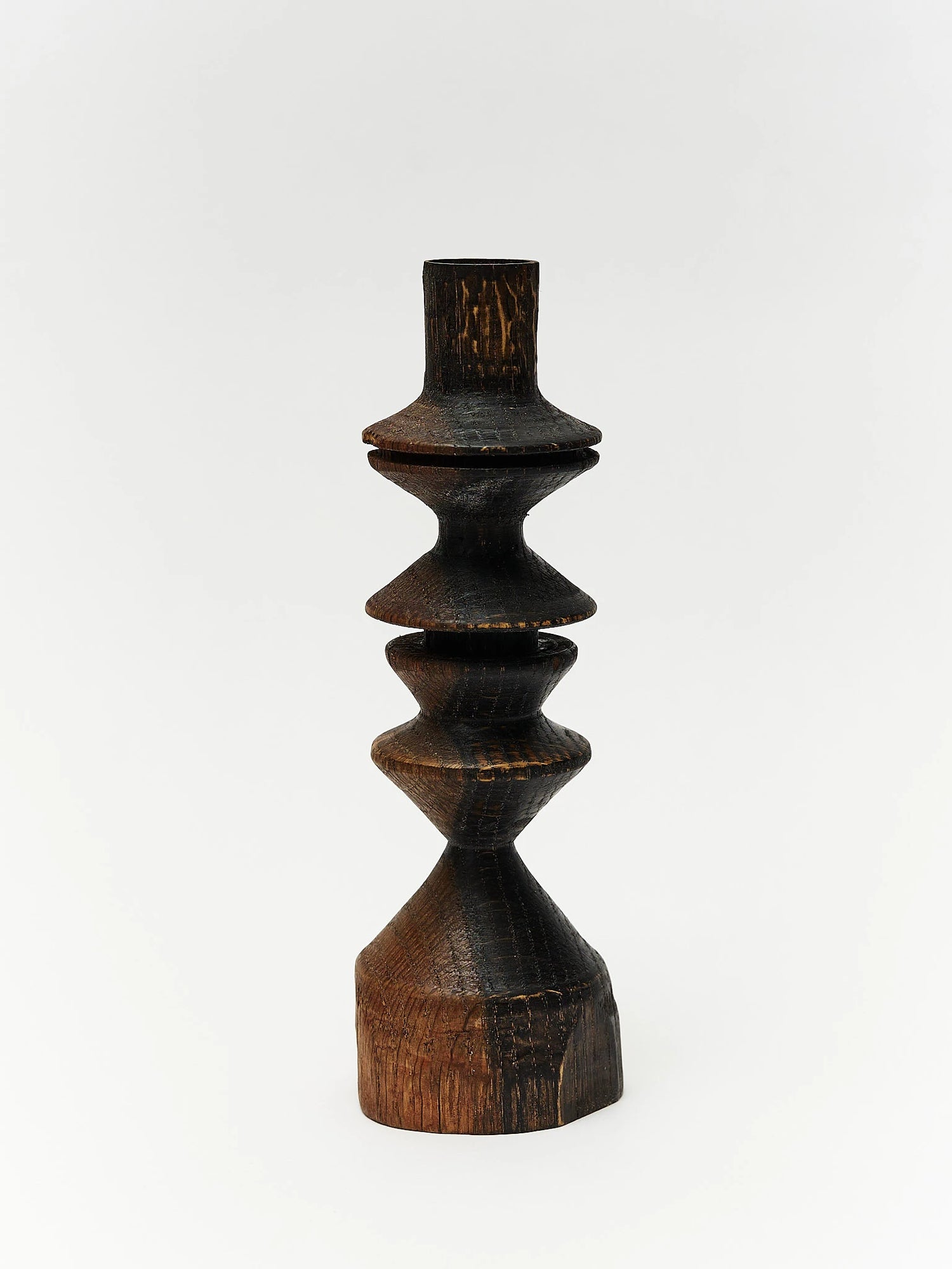 Black stained wood candlestick 