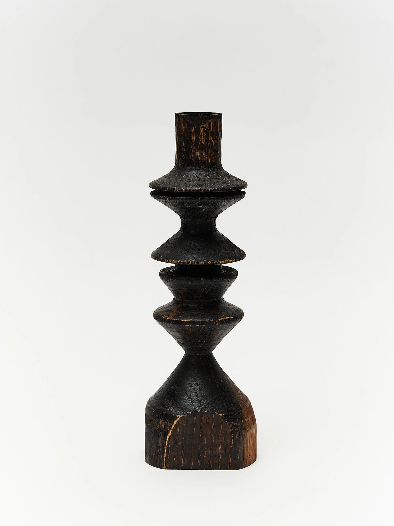 Black stained wood candlestick 