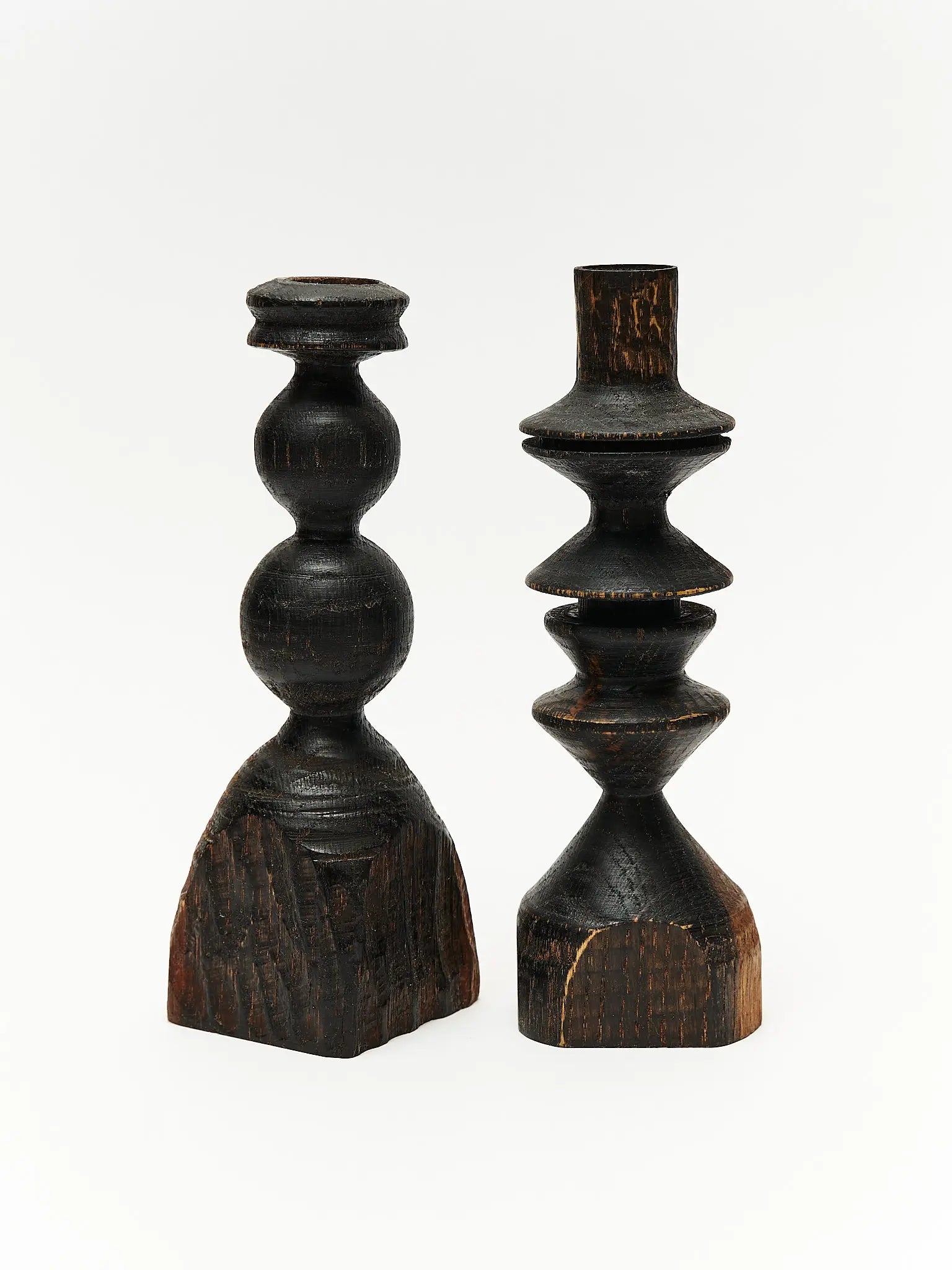 Black stained wood candlestick 