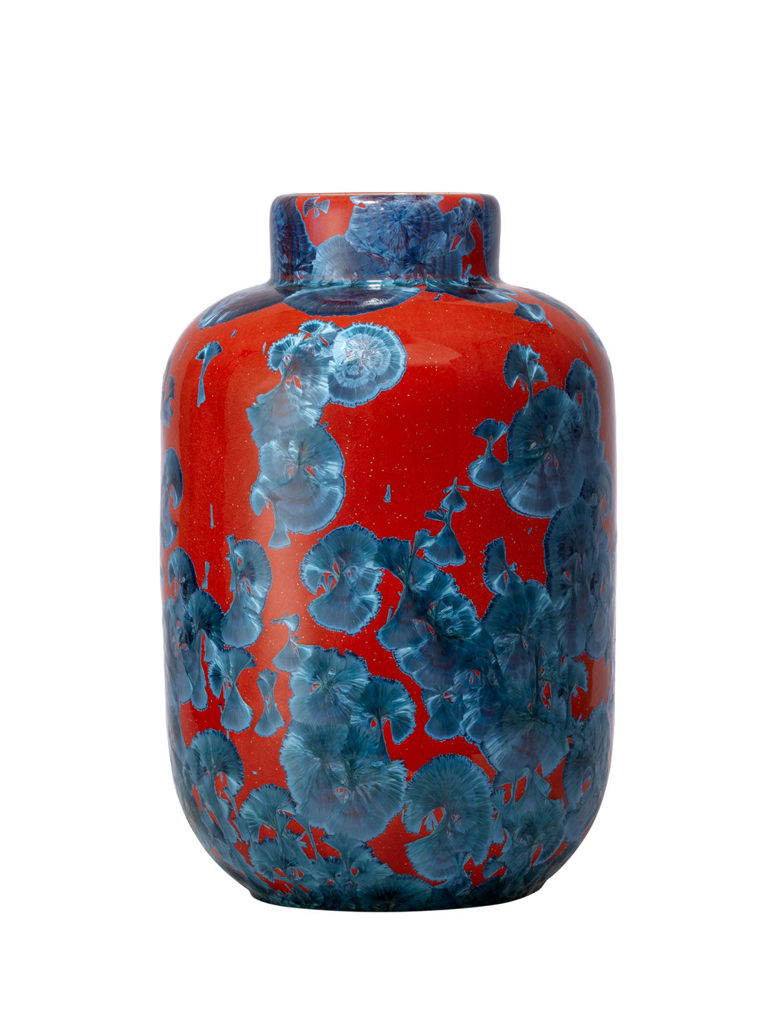 Crystalline extra large vase red and blue