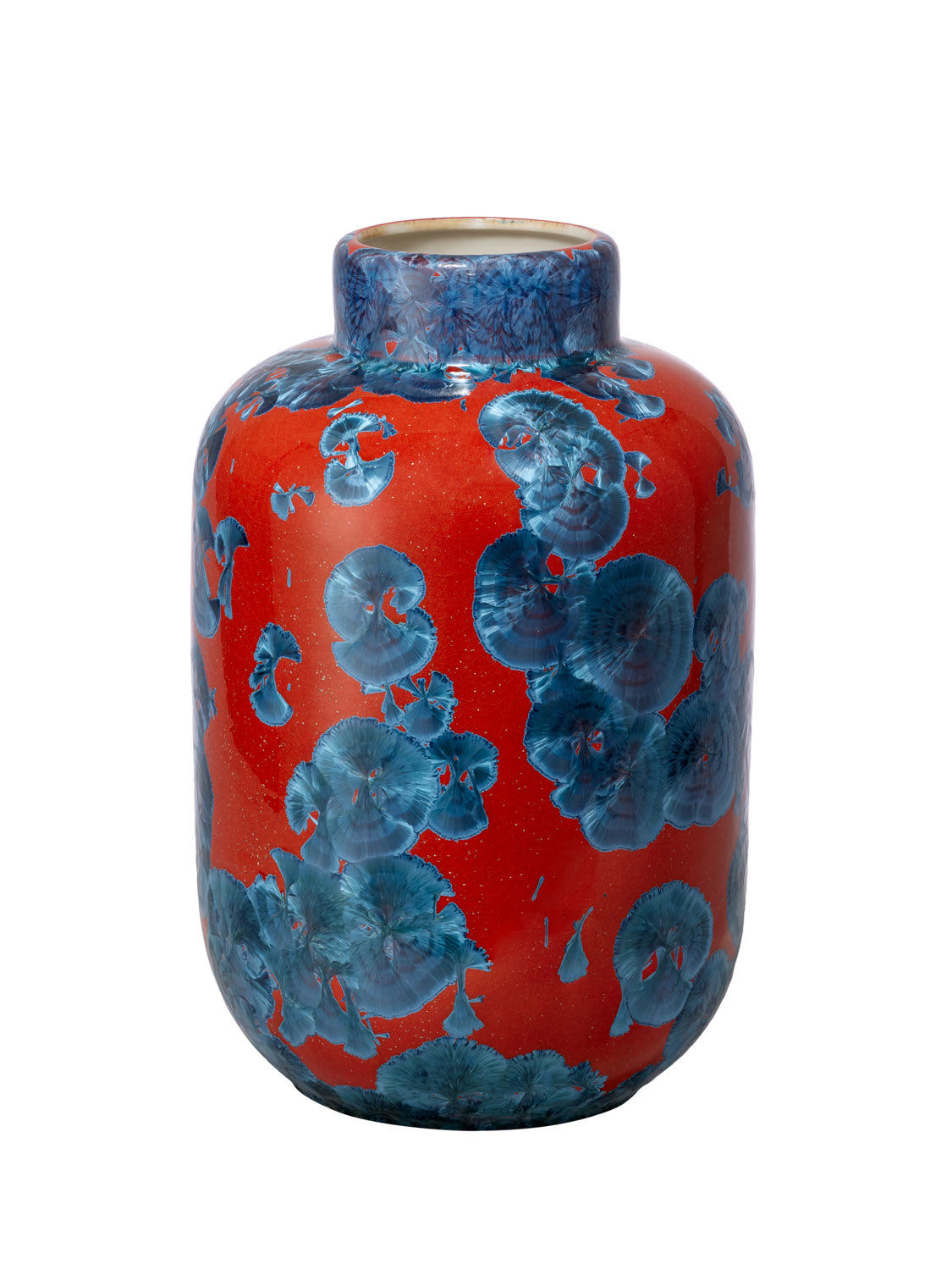 Crystalline extra large vase red and blue