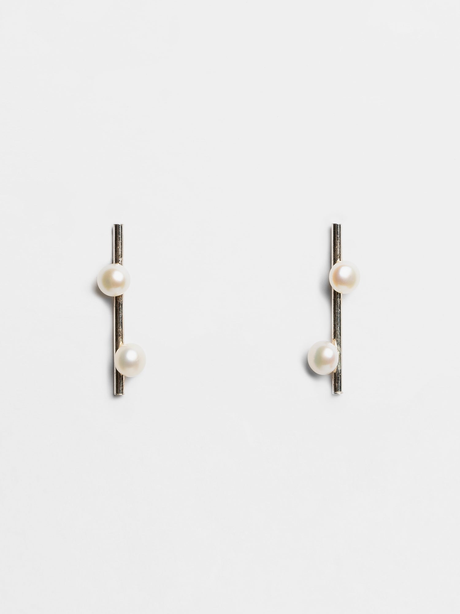 Double pearl earrings