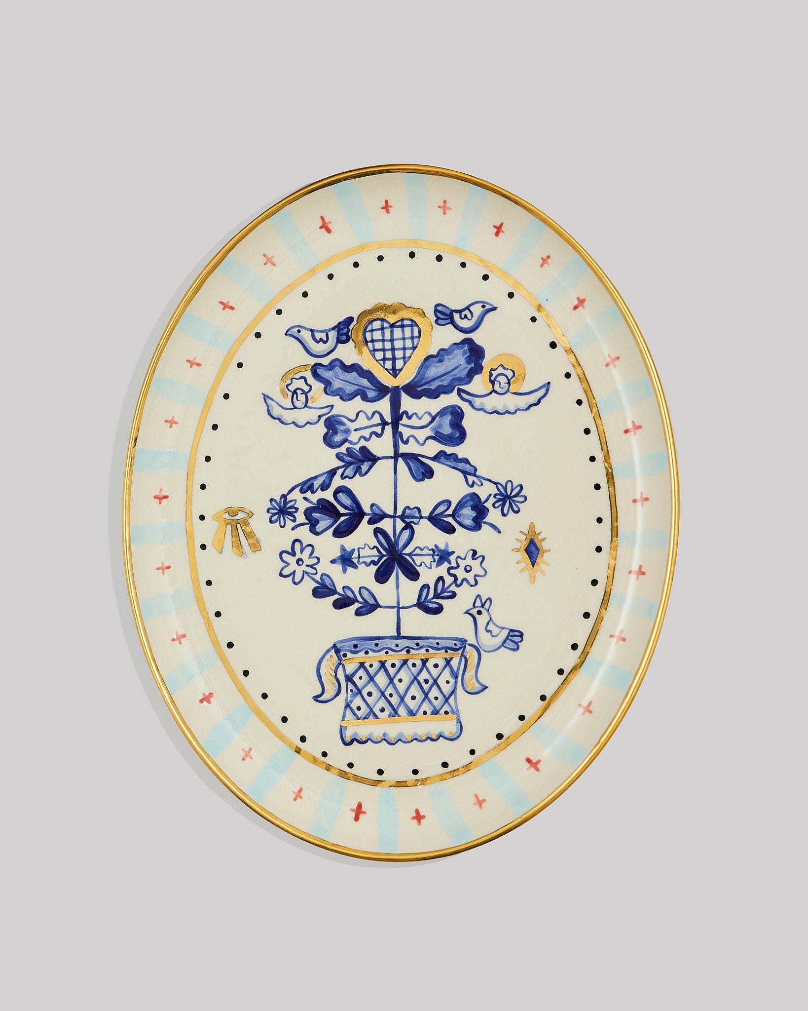 Tree of life oval plate