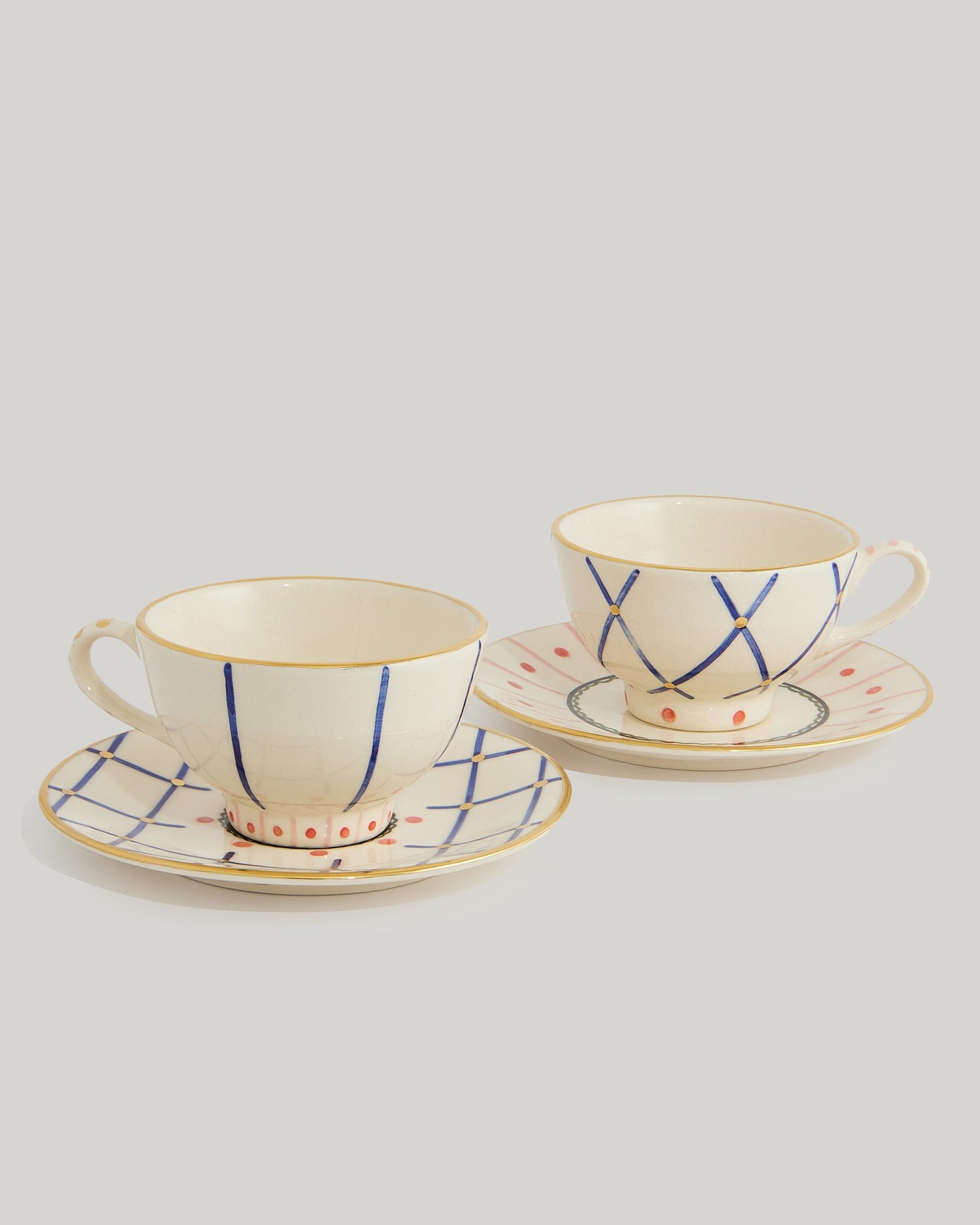 Multicolour cups &amp; saucer (set of 2)