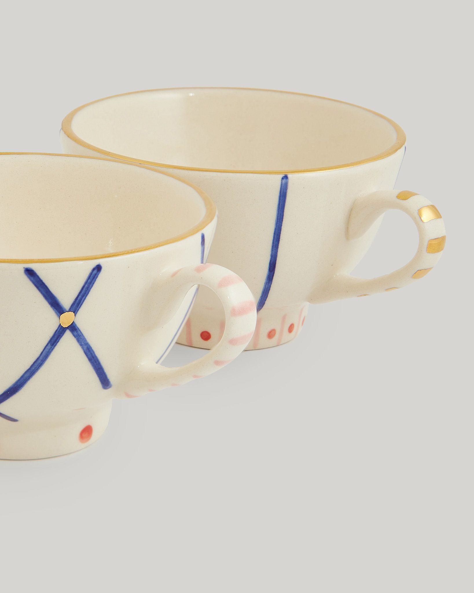 Multicolour cups &amp; saucer (set of 2)
