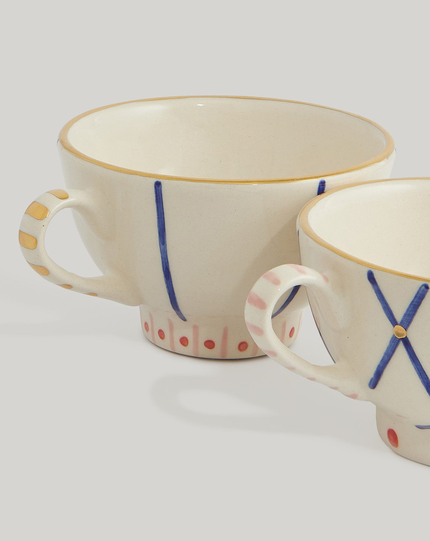 Multicolour cups &amp; saucer (set of 2)