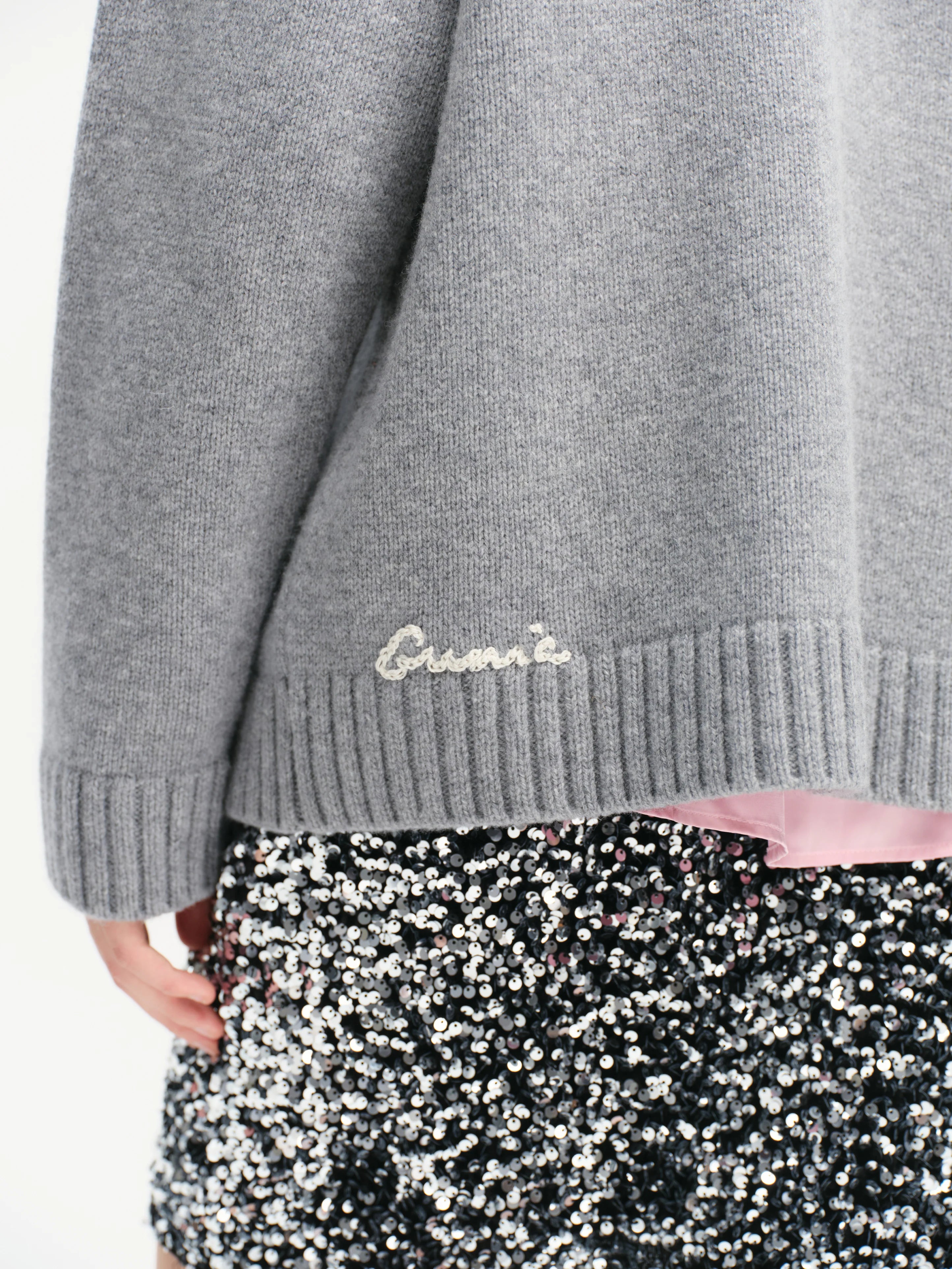 Lace-trimmed Cardigan - Grey