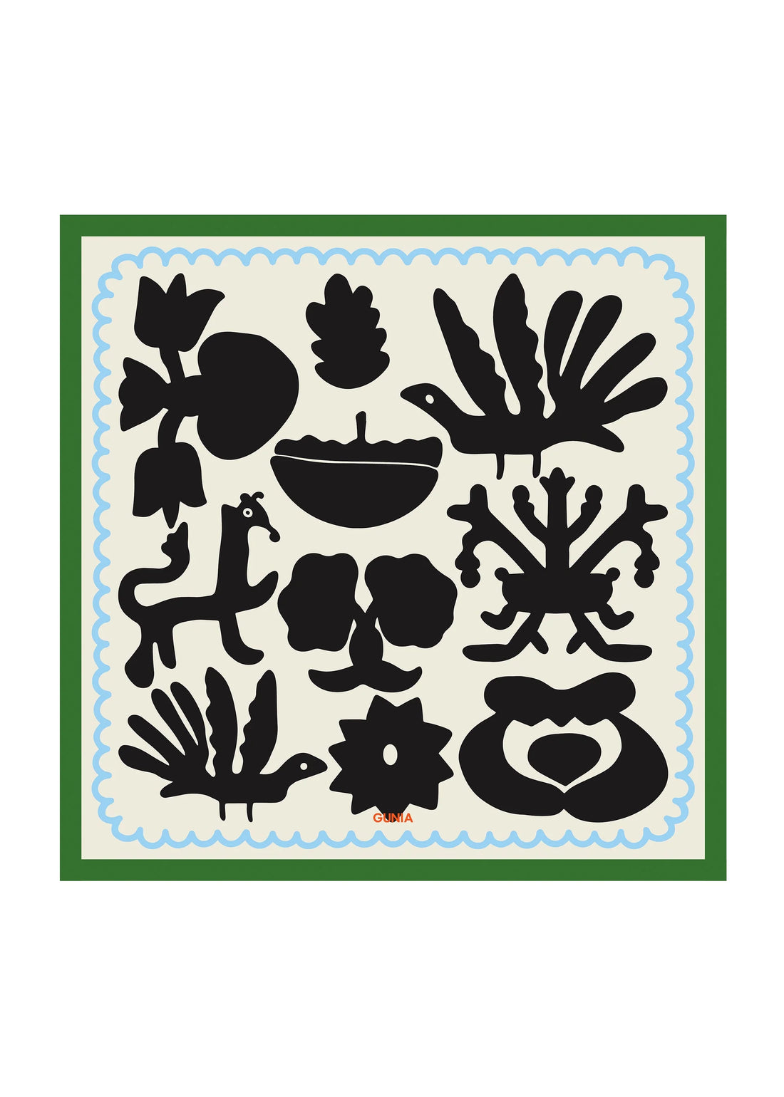 Silhouettes šátek se zeleným lemem