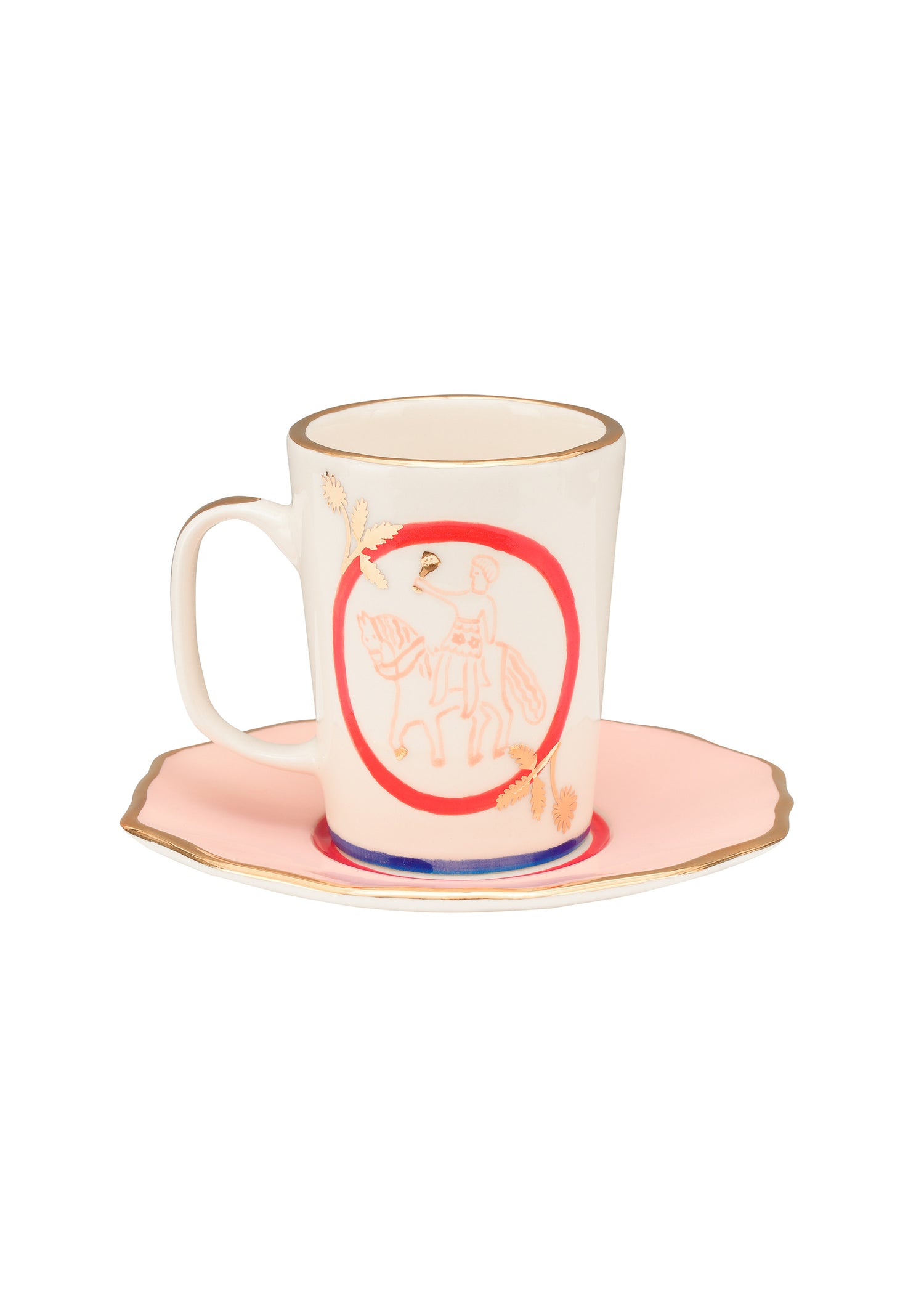 Horseman tea cup and saucer - Pink
