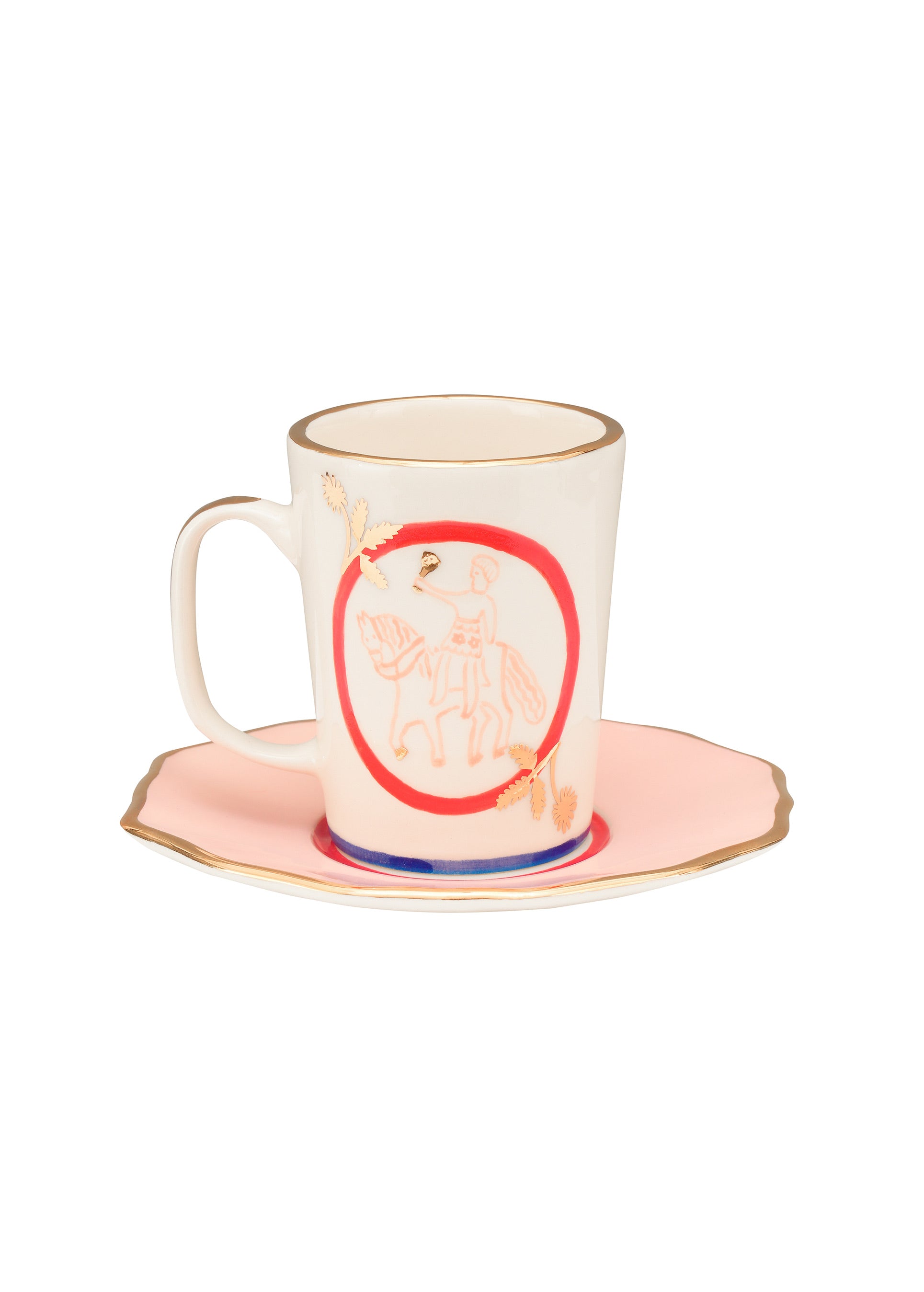 Horseman tea cup and saucer - Pink