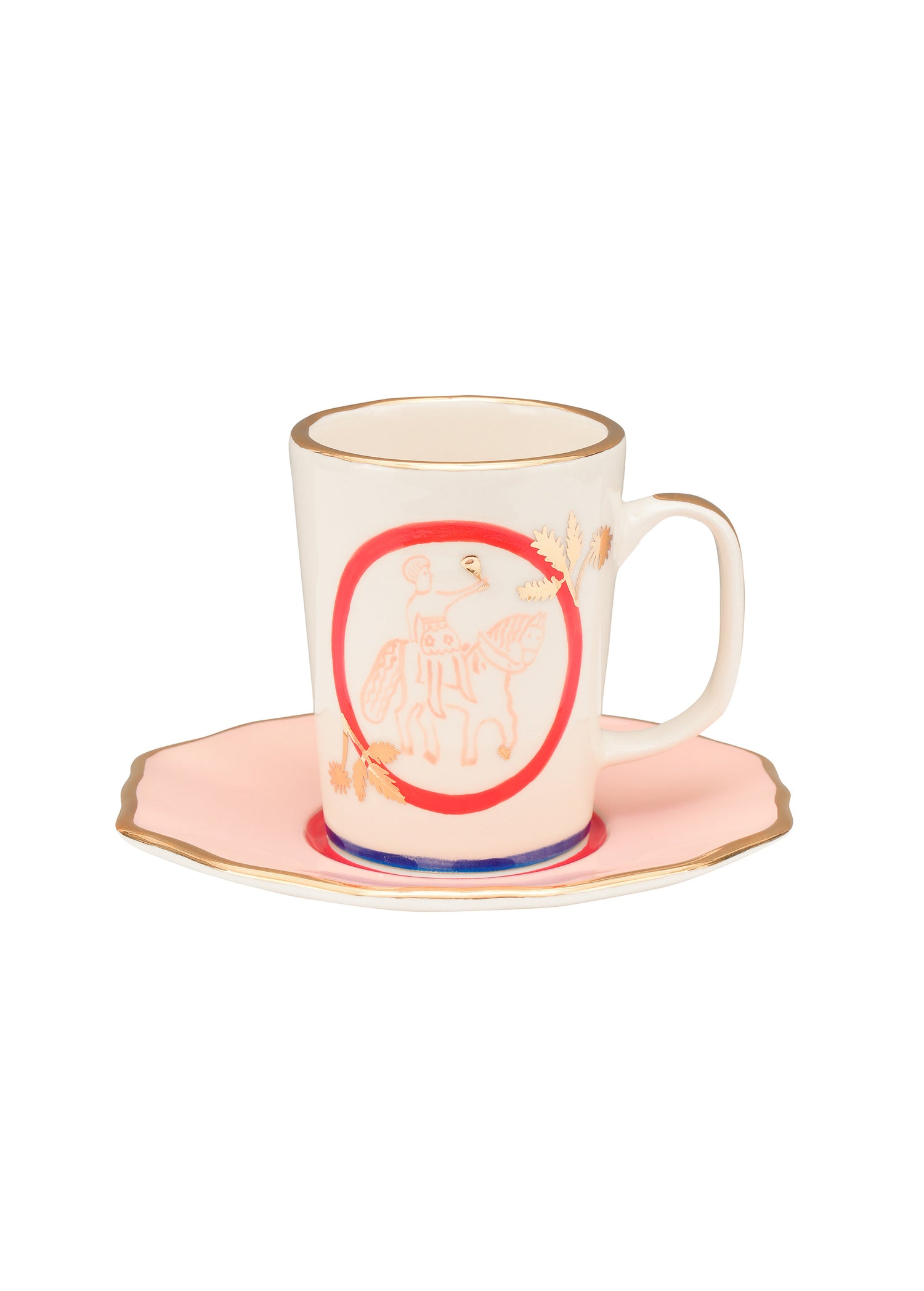 Horseman tea cup and saucer - Pink