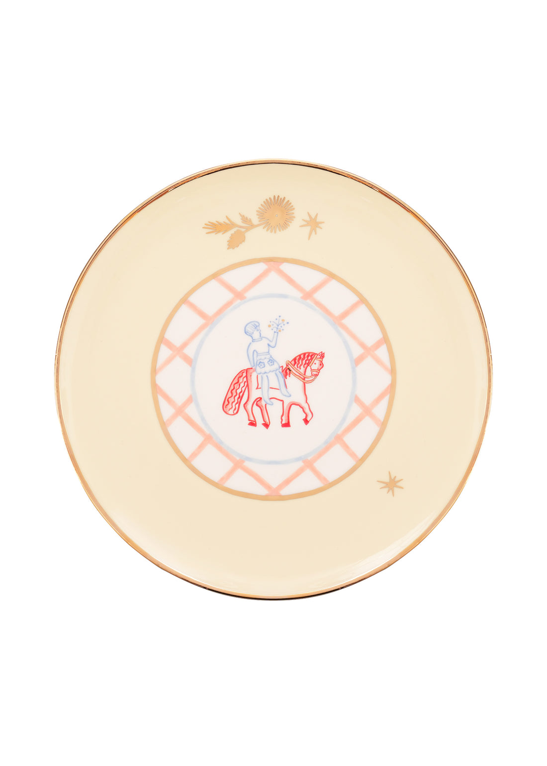 Horseman plate with flowers