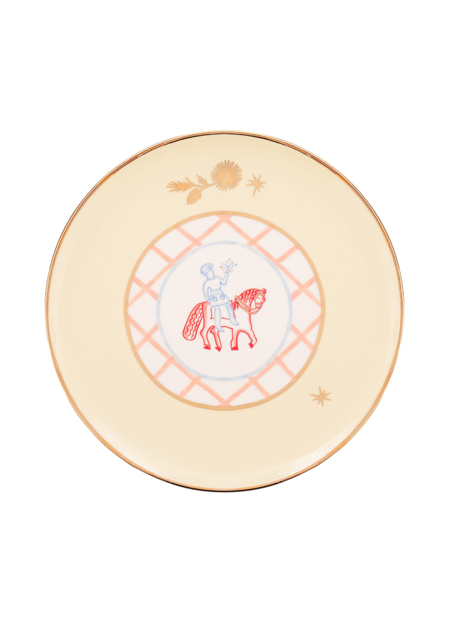 Horseman plate with flowers